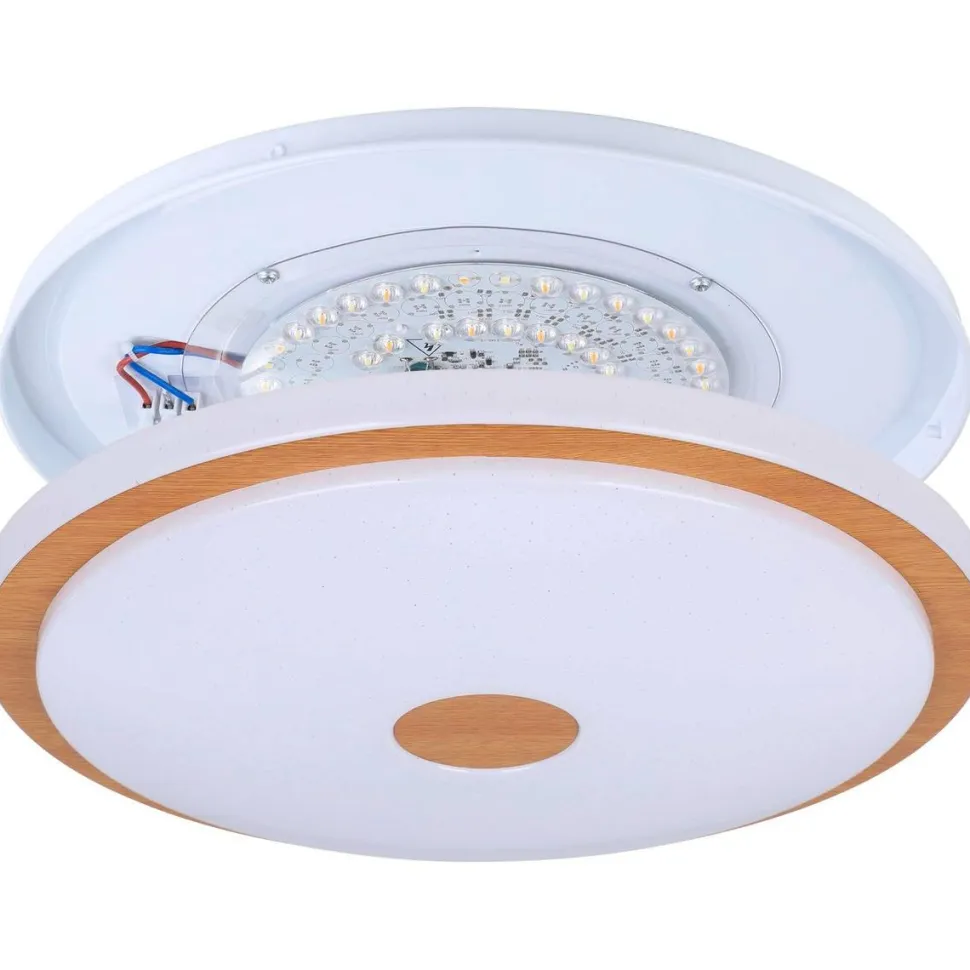LED-Plafondi Eglo Lanciano 1 24W Ø38cm värivaihto + kaukosäädin valkoinen/puu