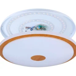 LED-Plafondi Eglo Lanciano 1 24W Ø38cm värivaihto + kaukosäädin valkoinen/puu