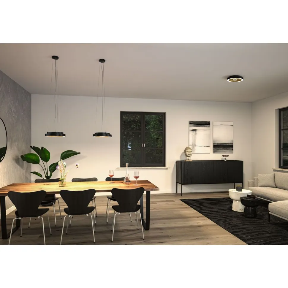 LED-plafondi Paulmann Volea Ø32cm IP44 3000K 470lm/1650lm 3.5/13W himmennettävä musta/kulta