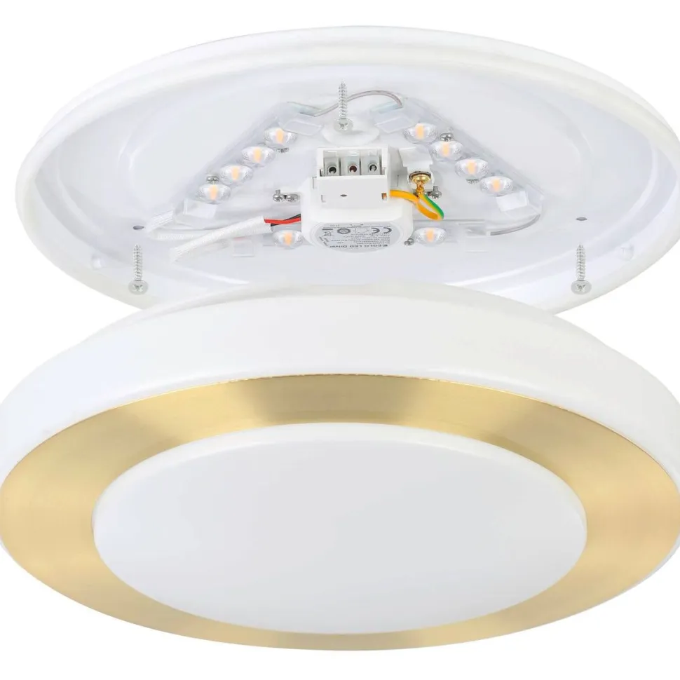 LED-Plafondi Eglo Carpi Ø30cm harjattu messinki/valkoinen