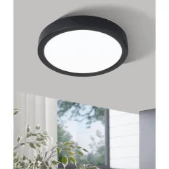 LED-Plafondi Eglo Fueva 5 3000K musta pyöreä pinta-asennettava himmennin vaihdettava LED eri kokoja