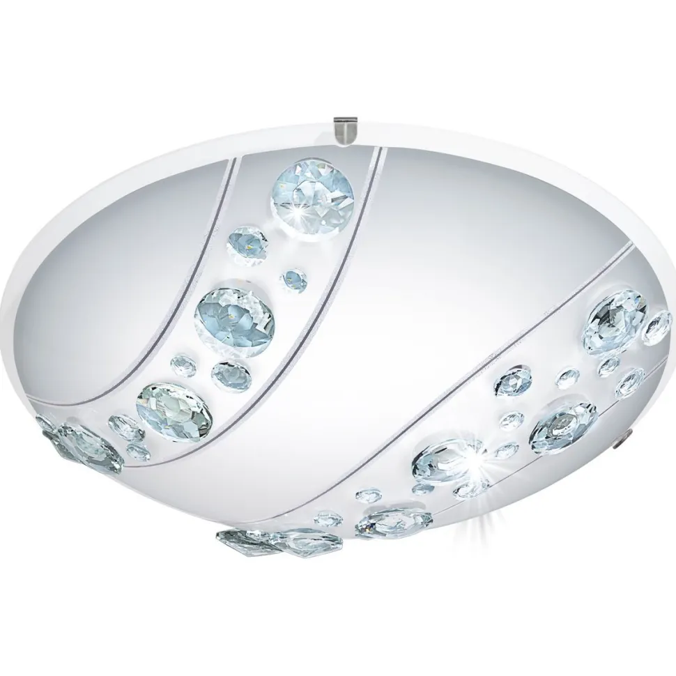 LED-plafondi Eglo Nerini Ø315mm valkoinen kristalli 95576