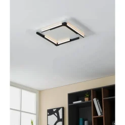 LED-Plafondi Eglo Zampote 25W 38x38cm himmennettävä valkoinen/musta