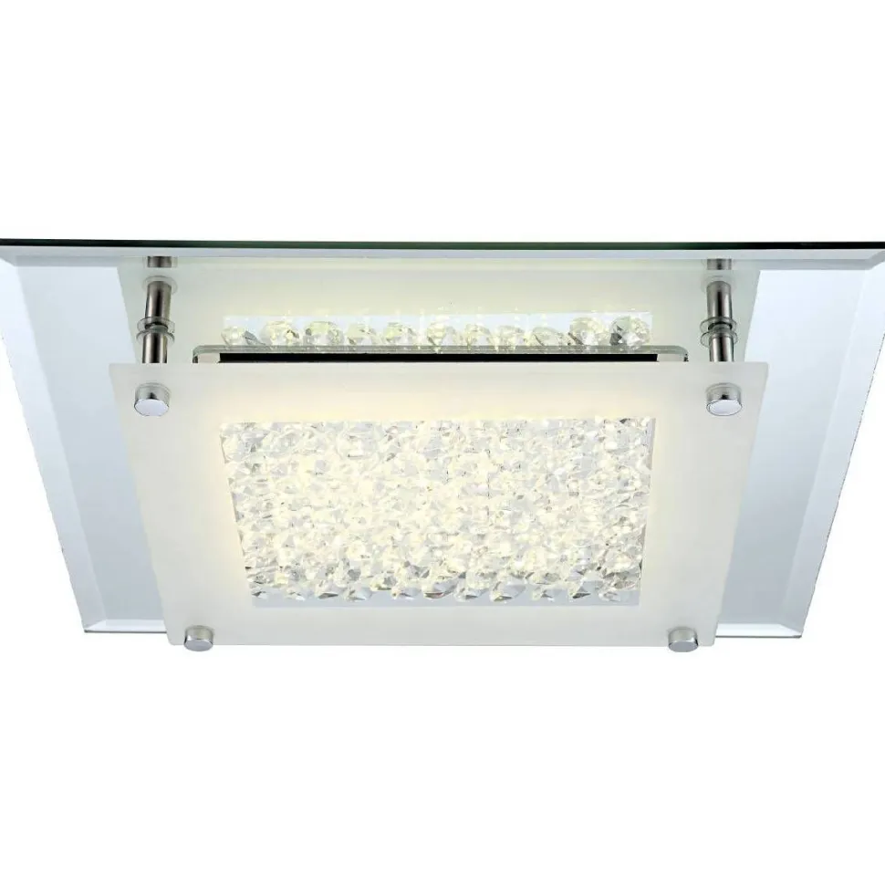 LED-plafondi Globo Liana 28x28cm 12W teräs