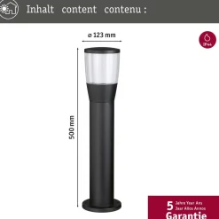 LED-pollarivalaisin Paulmann Bako, IP44, 50cm, korroosionkestävä