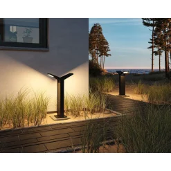 LED-pollarivalaisin liiketunnistimella Paulmann Juntea, 2-osainen, 58.5cm, IP44, 3000K, antrasiitti