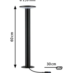 LED-pollarivalaisin Paulmann Plug & Shine Plate, IP44, 3000K, antrasiitti