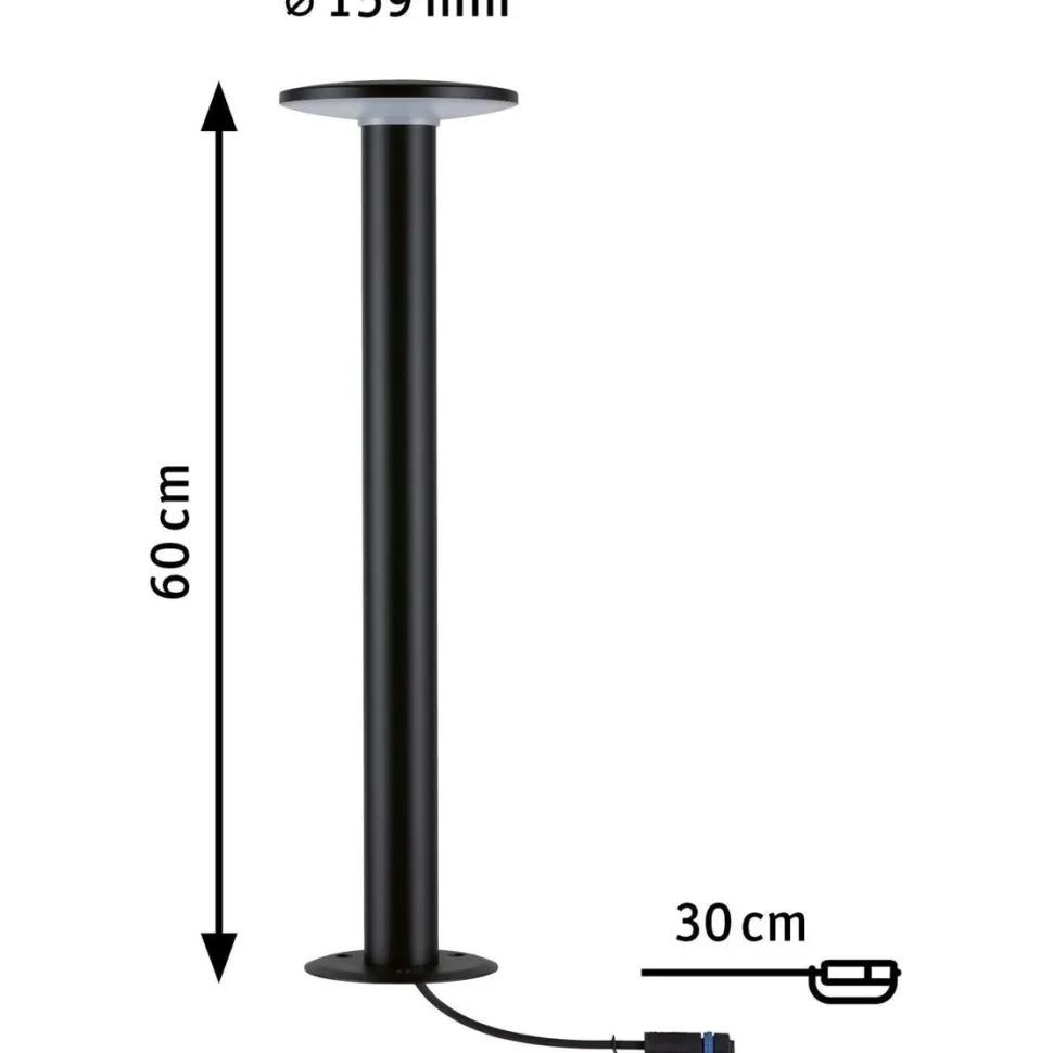 LED-pollarivalaisin Paulmann Plug & Shine Plate, IP44, 3000K, antrasiitti