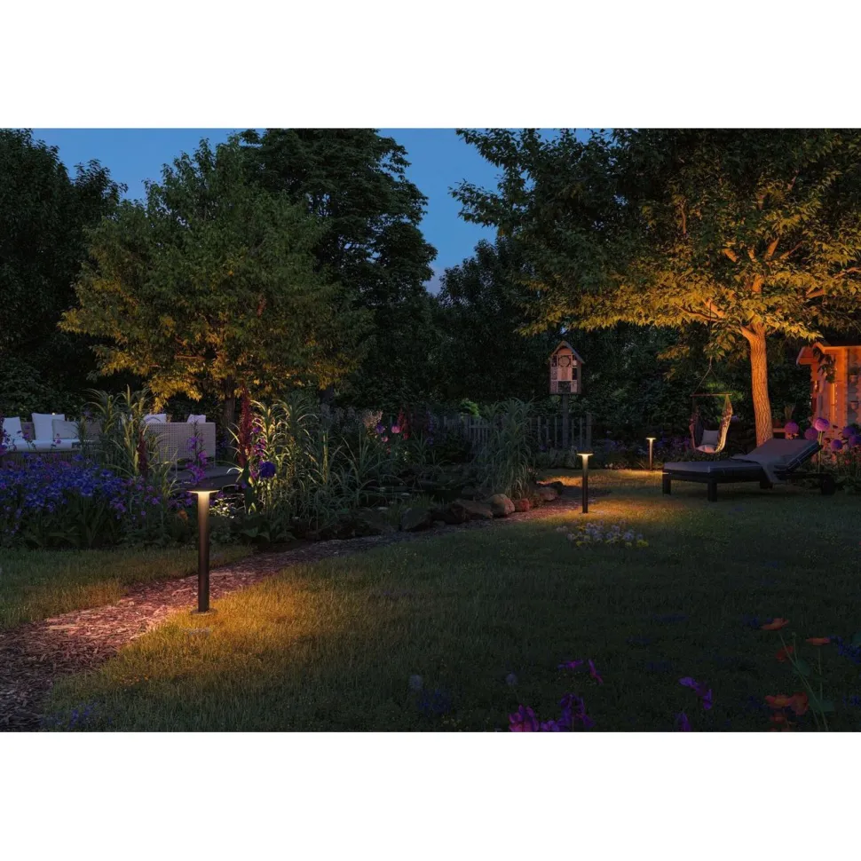 LED-pollarivalaisin Paulmann Plug & Shine Plate, IP44, 2200K, 7W, antrasiitti