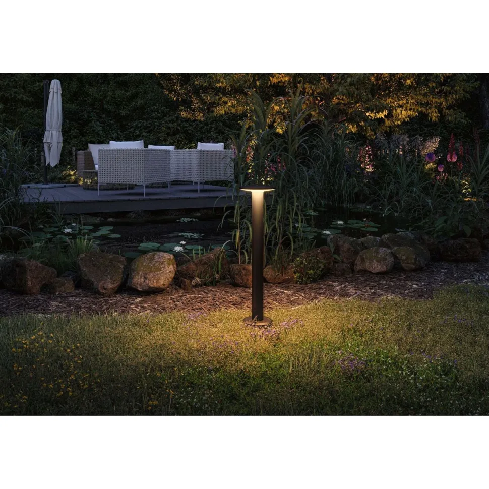 LED-pollarivalaisin Paulmann Plug & Shine Plate, IP44, 2200K, 7W, antrasiitti