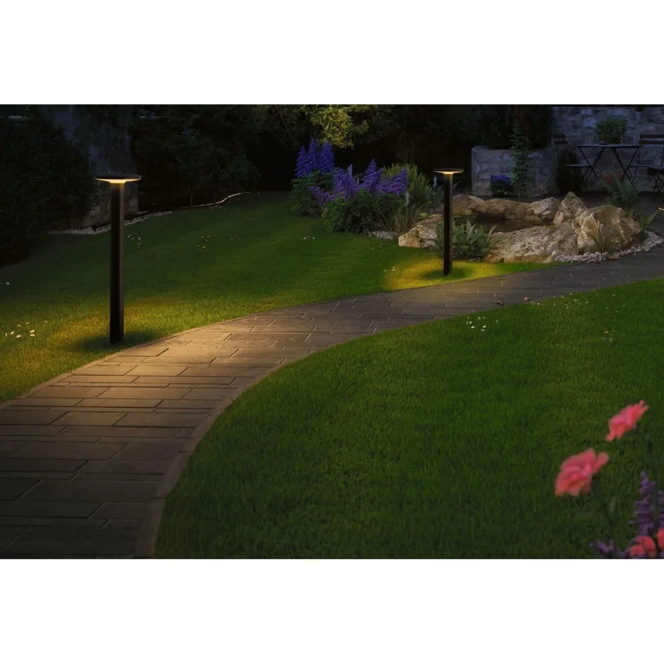 LED-pollarivalaisin Paulmann Plug & Shine Plate, IP44, 2200K, 7W, antrasiitti