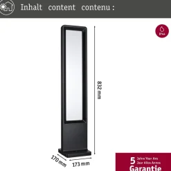 LED-pollarivalaisin Paulmann Reana 832mm 3000K 2x4W 2x240lm 230V antrasiitti