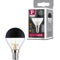 LED-pääpeililamppu Paulmann Modern Classic Edition Drop, 230V, E14, 470lm, 4.5W, 2700K, himmennettävä, mattamusta