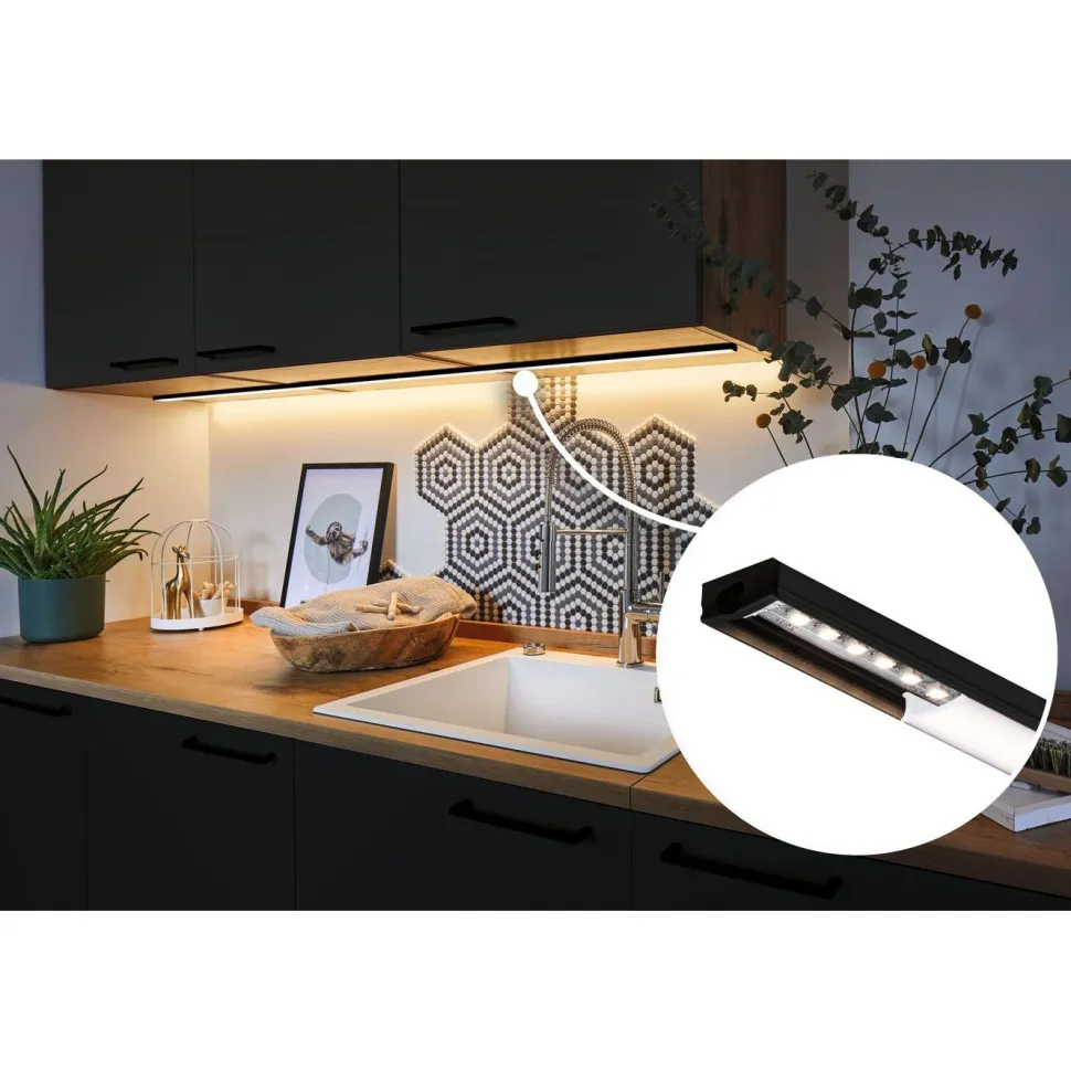LED-profiili diffuusorilla Paulmann Base White, 1m, musta/valkoinen