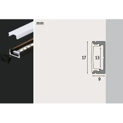 LED-profiili diffuusorilla Paulmann Base White, 1m, musta/valkoinen