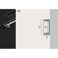 LED-profiili diffuusorilla Paulmann Base, 1m, musta