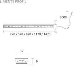 LED-profiili Limente 147, 24V 13W IP44, 17x1470x9mm, alumiini