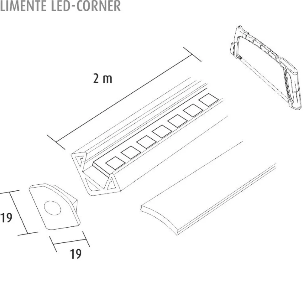 LED-profiili Limente LED Corner 20 Lux 3000K