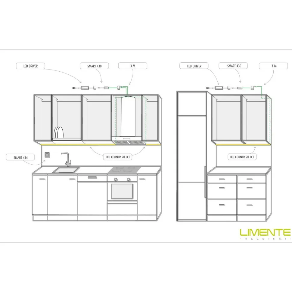 LED-profiili Limente LED-Corner 40 CCT 2700-6000K 4m 29W musta