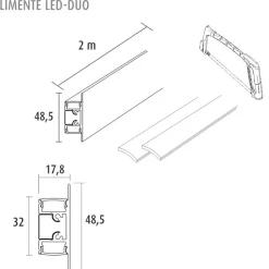 LED-profiili Limente LED-Duo 40 Lux 4000K valkoinen