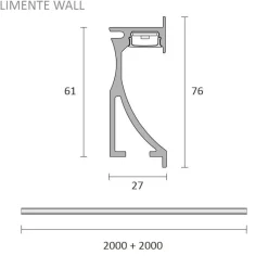 LED-profiili Limente LED-Wall 40 4000K 4m 48W alumiini