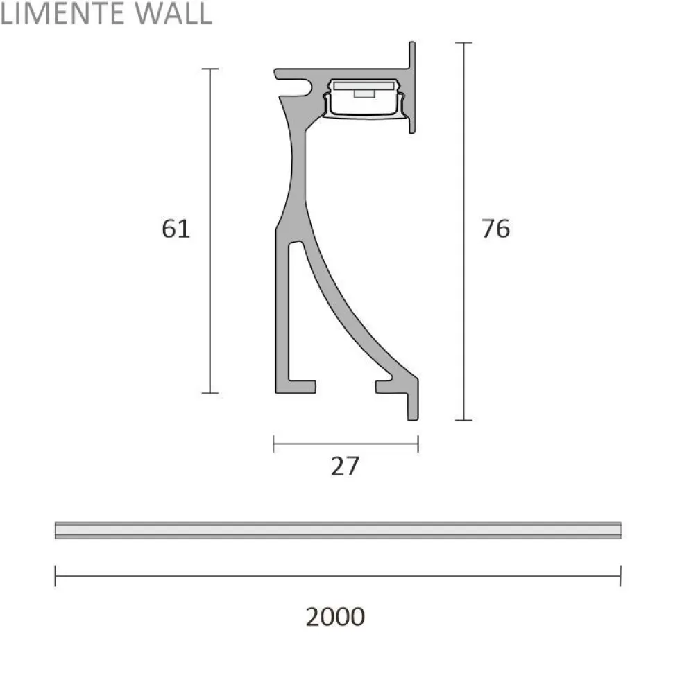 LED-profiili Limente LED-Wall 20 4000K 2m 29W alumiini