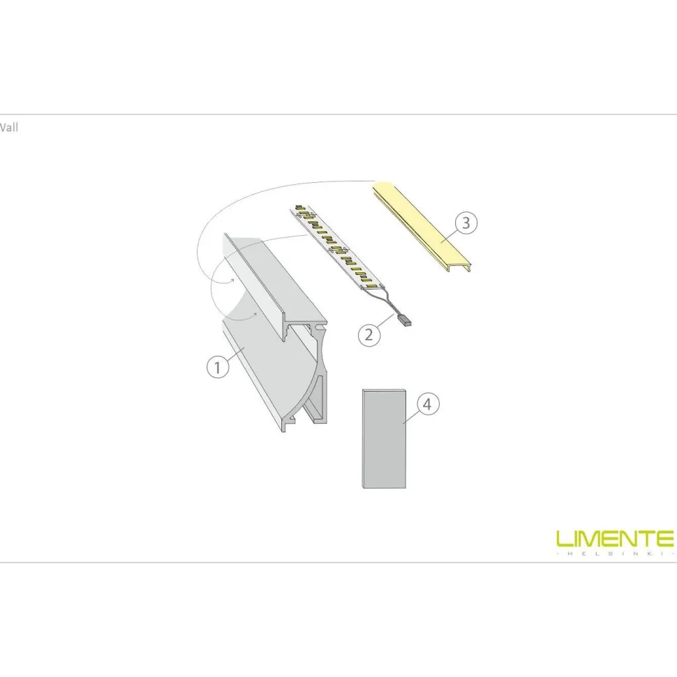 LED-profiili Limente LED-Wall 20 4000K 2m 29W alumiini