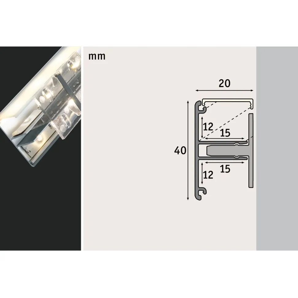 LED-profiili Paulmann Duo, 1m, anodisoitu alumiini