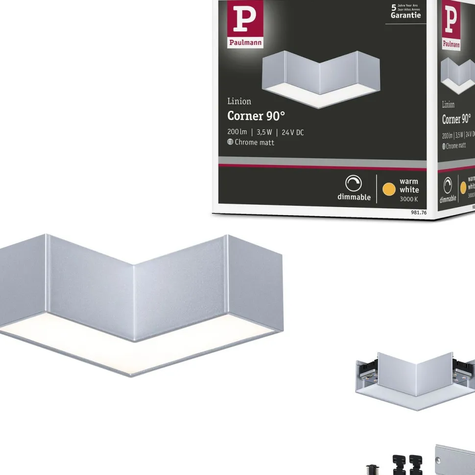 LED-profiilivalaisimen kulmapala Paulmann Linion Light Channel Zigbee 90 ° 24V 3.5W 3000K signaalimusta