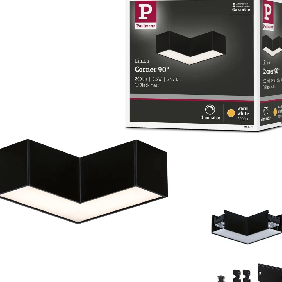 LED-profiilivalaisimen kulmapala Paulmann Linion Light Channel Zigbee 90 ° 24V 3.5W 3000K signaalimusta