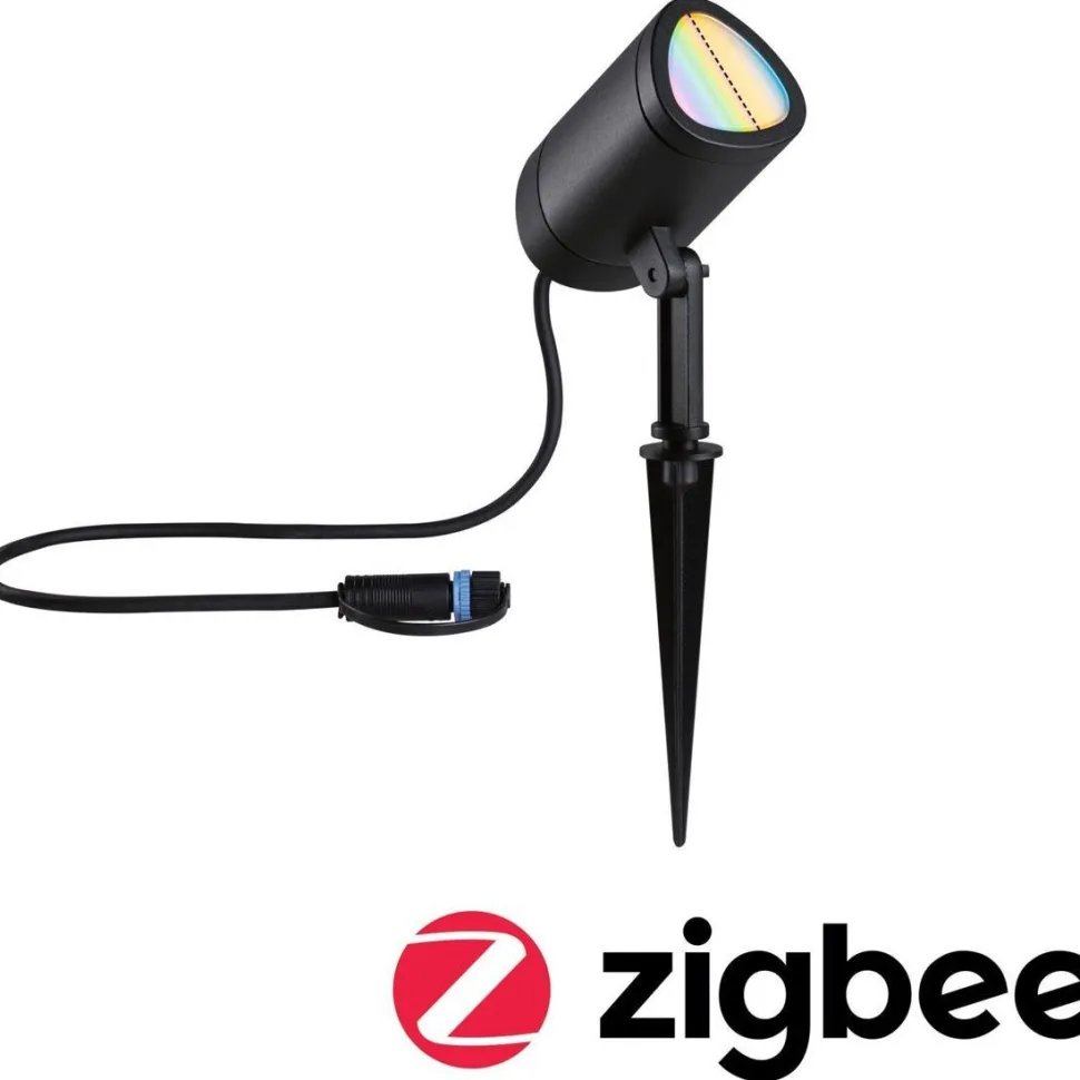 LED-puutarhaspotti Paulmann Plug & Shine Shira, Smart Home Zigbee 3.0, IP65, RGBW+, antrasiitti