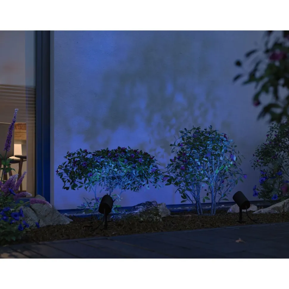 LED-puutarhaspotti Paulmann Plug & Shine Shira, Smart Home Zigbee 3.0, IP65, RGBW+, antrasiitti
