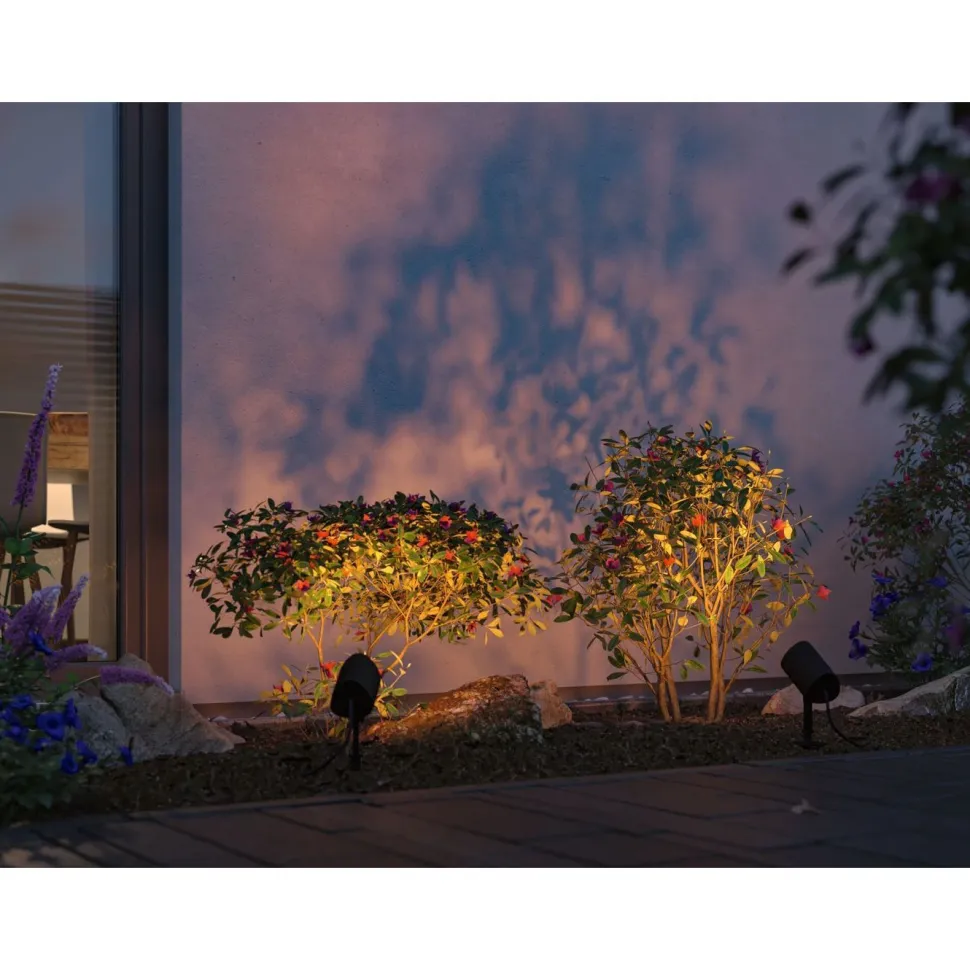 LED-puutarhaspotti Paulmann Plug & Shine Shira, Smart Home Zigbee 3.0, IP65, RGBW+, antrasiitti