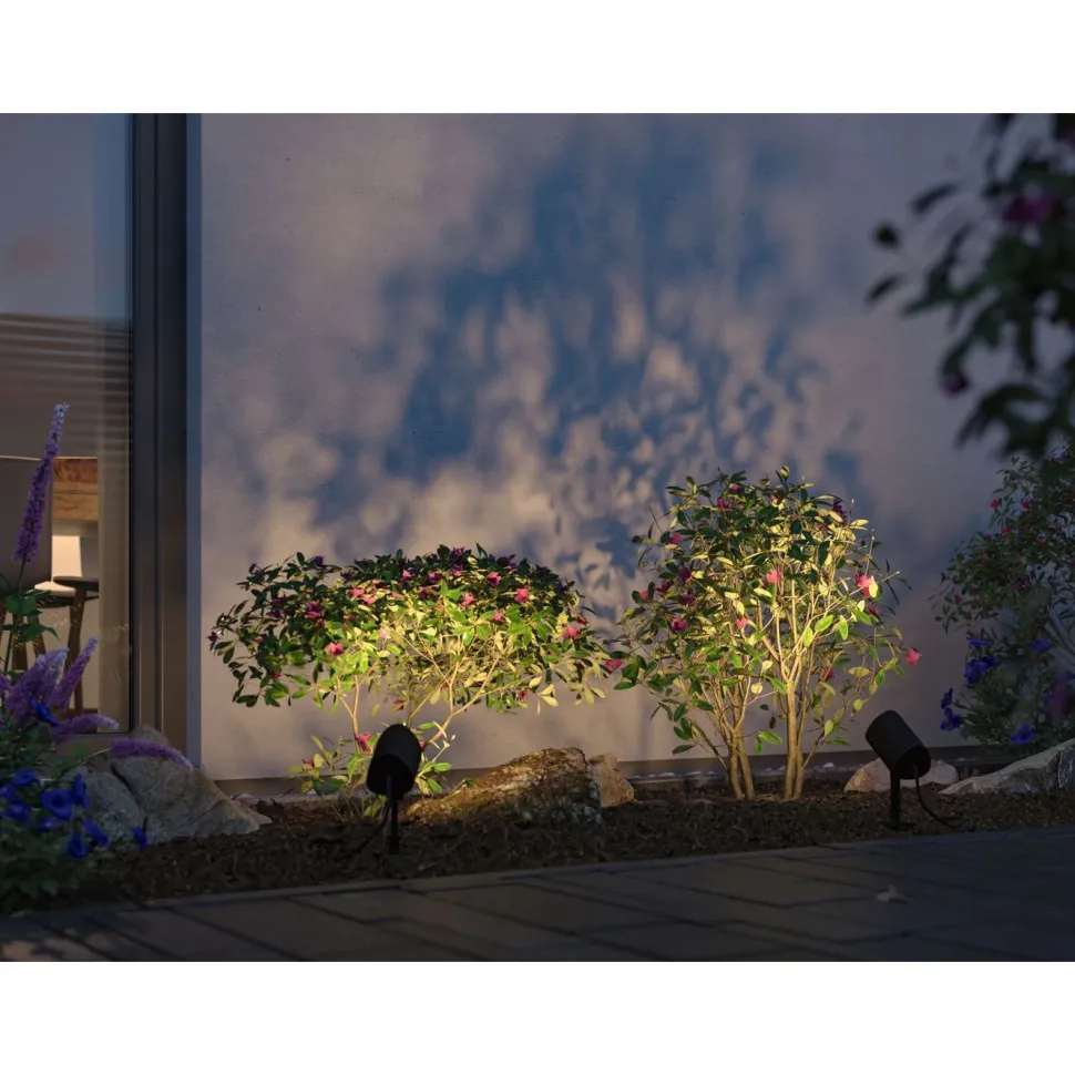 LED-puutarhaspotti Paulmann Plug & Shine Shira, Smart Home Zigbee 3.0, IP65, RGBW+, antrasiitti