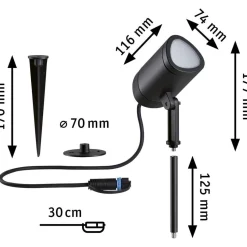 LED-puutarhaspotti Paulmann Plug & Shine Shira, Smart Home Zigbee 3.0, IP65, RGBW+, antrasiitti
