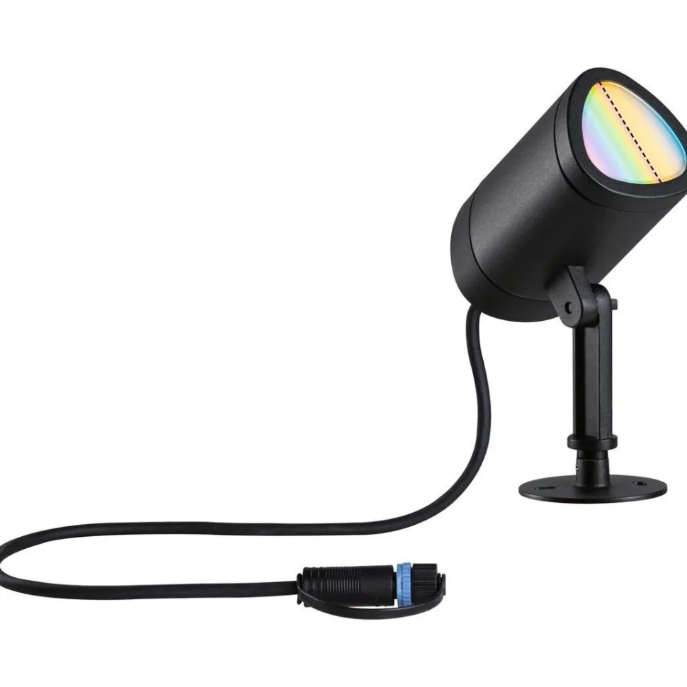 LED-puutarhaspotti Paulmann Plug & Shine Shira, Smart Home Zigbee 3.0, IP65, RGBW+, antrasiitti
