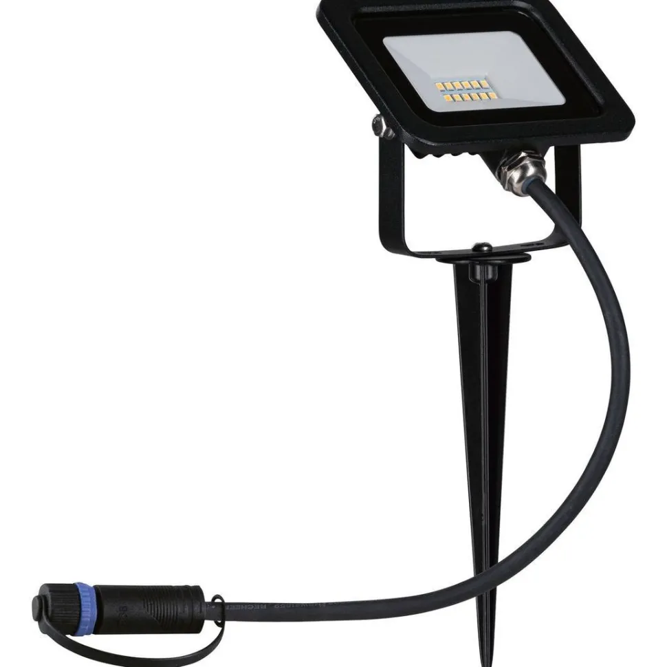 LED-puutarhaspotti Paulmann Plug & Shine Fluter, IP65, 3000K, 6,8W, musta