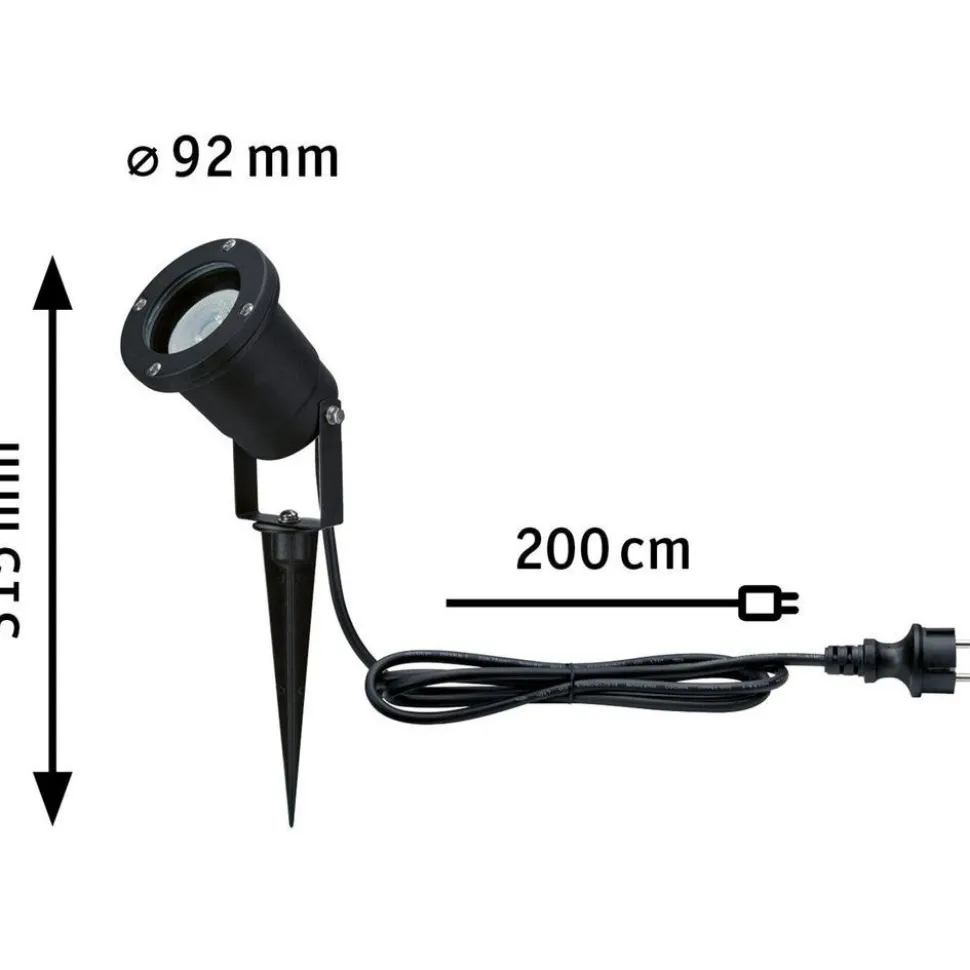 LED-puutarhaspotti Paulmann, IP65, 92mm, 2200K, musta