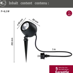 LED-puutarhaspotti Paulmann Kikolo, IP65, 90mm, 3000K, 60°, antrasiitti