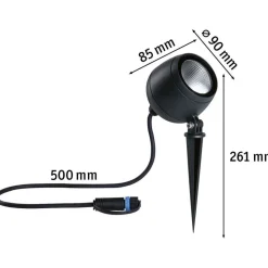 LED-puutarhaspotti Paulmann Plug & Shine Kikolo, 20°, IP65, 3000K, korroosionkestävä, antrasiitti