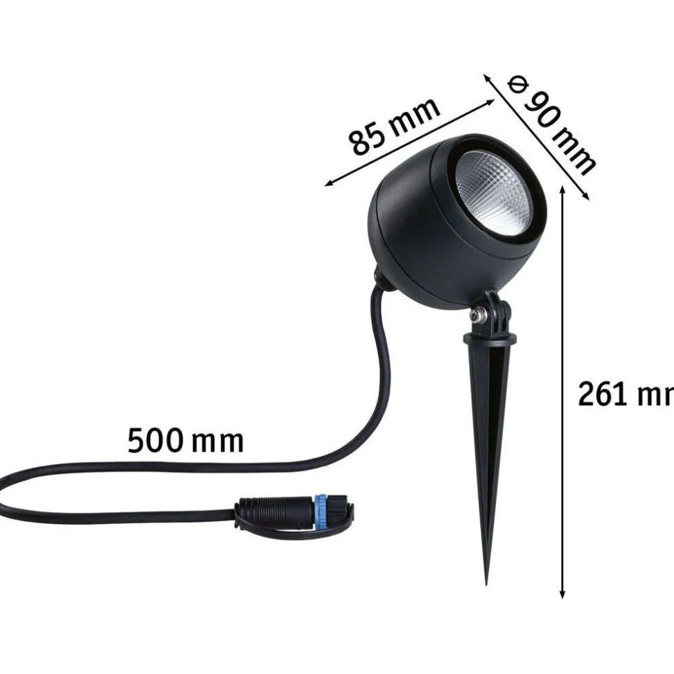 LED-puutarhaspotti Paulmann Plug & Shine Kikolo, 20°, IP65, 3000K, korroosionkestävä, antrasiitti