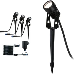 LED-puutarhaspotti Paulmann Plug & Shine maapiikki IP65 3000K 3.5W 21VA musta, 3kpl/pkt