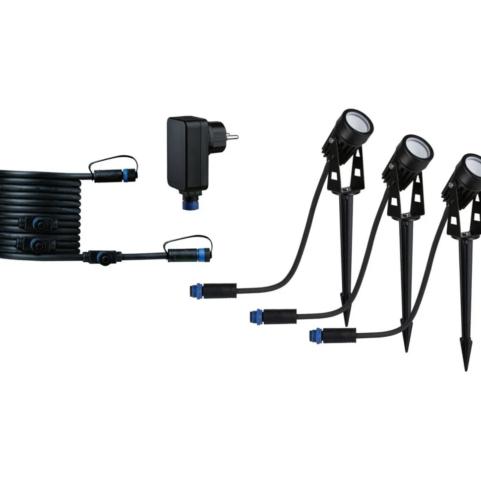 LED-puutarhaspotti Paulmann Plug & Shine maapiikki IP65 3000K 3.5W 21VA musta, 3kpl/pkt