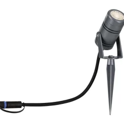 LED-puutarhaspotti Paulmann Plug & Shine Radon, IP65, 3000K, harmaa