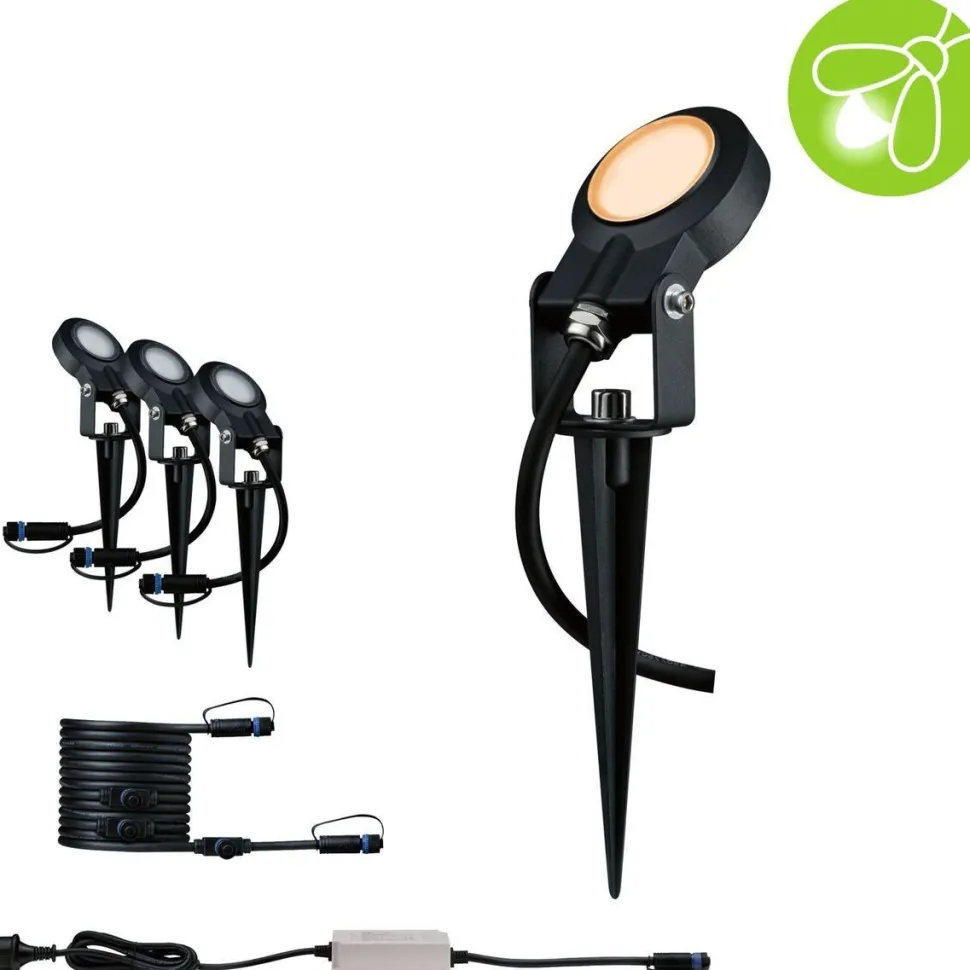 LED-puutarhaspottisarja Paulmann Plug & Shine Sting, IP67, 2200K, 3x6.3W, antrasiitti