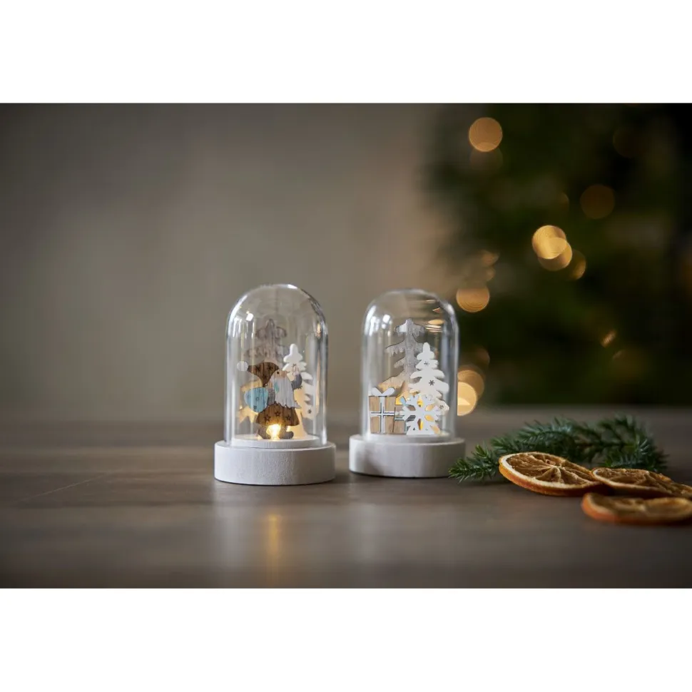 LED-pöytäkoriste Star Trading Reinbek 2-osainen Ø5,5x9 cm valkoinen