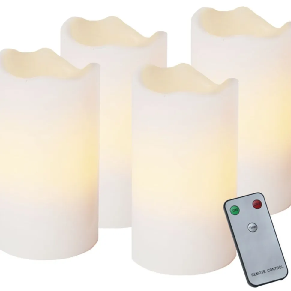 LED-pöytäkynttilä Star Trading Advent 10 cm valkoinen 4 kpl + kaukosäädin