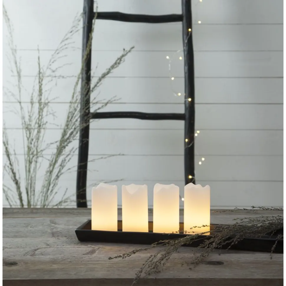LED-pöytäkynttilä Star Trading Advent 10 cm valkoinen 4 kpl + kaukosäädin