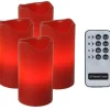 LED-pöytäkynttilä Star Trading Advent 10 cm punainen 4 kpl + kaukosäädin