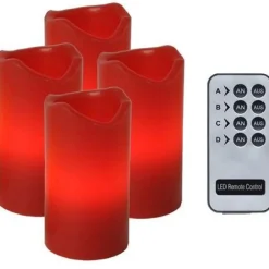 LED-pöytäkynttilä Star Trading Advent 10 cm punainen 4 kpl + kaukosäädin